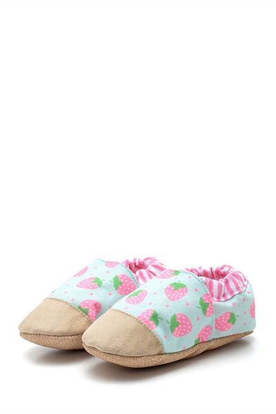 First Step Cotton Lined Non-Slip Sole Booties-strawberry-f-830