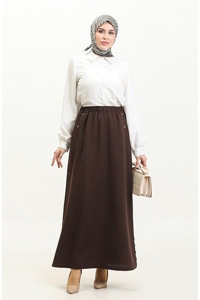 Gelince Plus Size Ahlem Skirt 4208 - Button Detailed