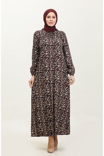 Gelince Azalea Plus Size Patterned Viscose Dress 44851C