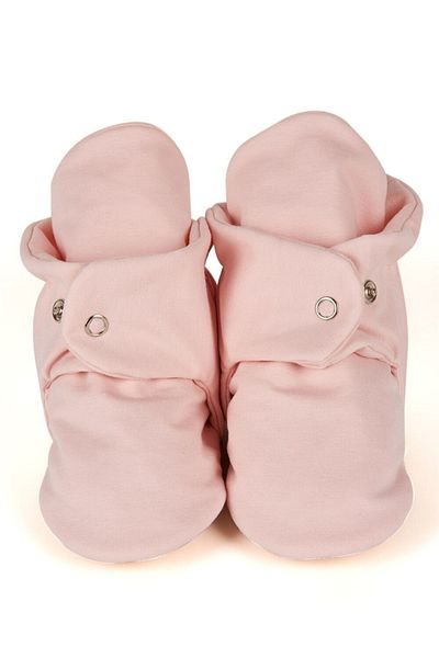 First Step Organic Cotton Powder Slippers with Non-Slip Base Snaps