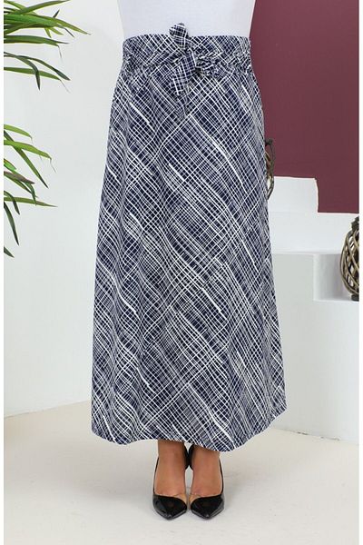Gelince Patterned Belted Flared Skirt