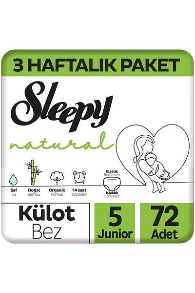 Sleepy Natural 3 Week Package Panty Diapers Size 5 Junior 72 Pieces