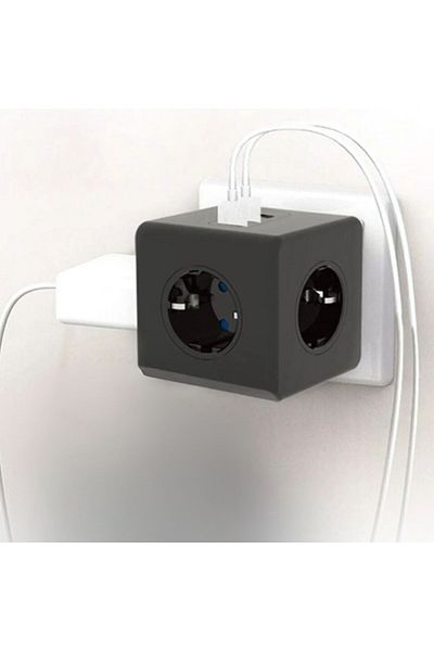 PERİBOİA مقبس متعدد مع حماية من التيار الحراري - 3 USB، 3 مكعب مدخلات