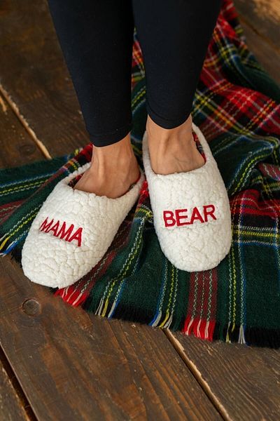 First Step Mama and Baby Bear Fur Mother Slippers and Baby Slippers (SLIPPERS AND SANDOUCHES ARE SOLD SEPARATELY.)