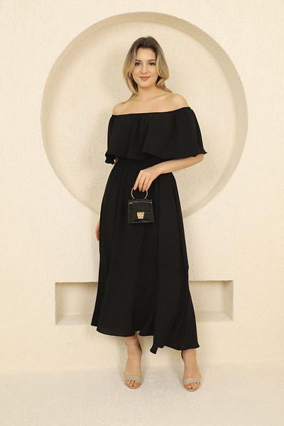 MAY MARA Γυναικείο υφαντό φόρεμα Madonna Collar Plus Size