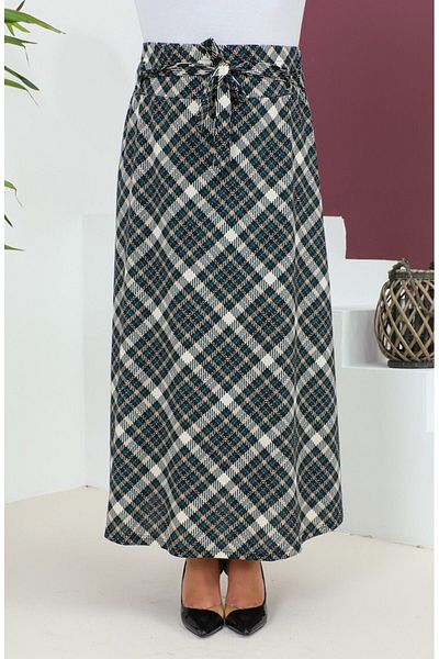Gelince Patterned Belted Flared Skirt