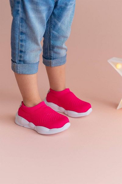 First Step Εξαιρετικά ελαφρύς αφρός μνήμης εσωτερική σόλα Παιδικά πλεκτά αθλητικά παπούτσια Fuchsia-M-1002