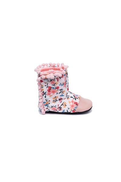 First Step Pink Pompom Home Boots