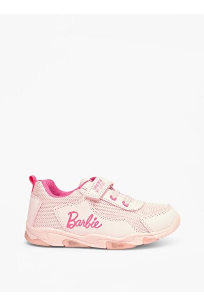 Barbie Logo Print Sneakers with Hook and Loop Closure