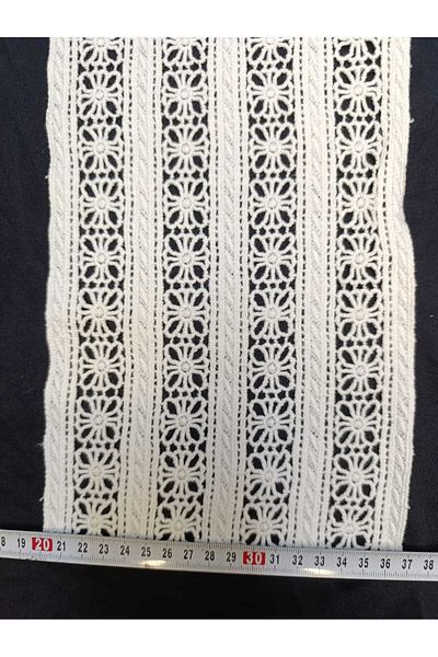 ÖZPAŞ TEKSTİL VE AKSESUAR Floral Patterned Guipure 4 Stripes Cream Color 17cm - 2 Meters