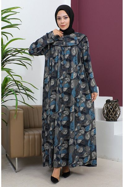 Gelince Φόρεμα Adile Plus Size με σχέδιο χτενισμένο βαμβακερό 4470