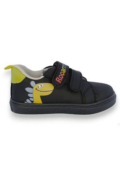 First Step Dinosaur Printed Black Velcro Boy's Casual Sneaker Sports Shoes-S-1006