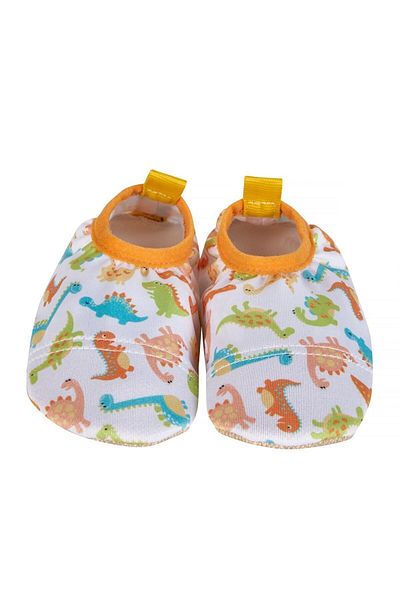 First Step Dinosaur Patterned Orange Boy's Non-Slip Sole Sea and Pool Shoes-f-9004