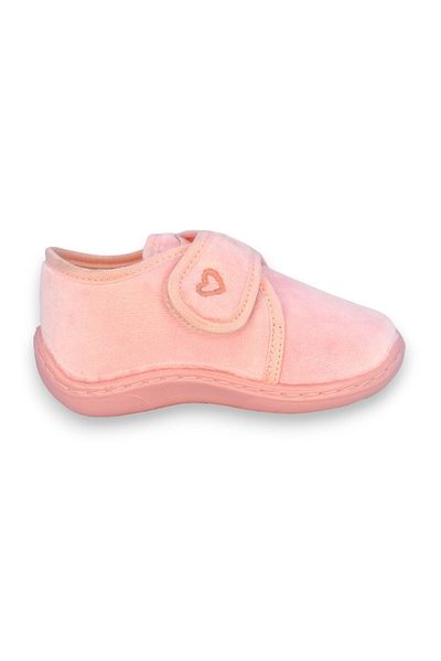 First Step Pink Heart Embroidered Girl's Velcro Panduf-F-729