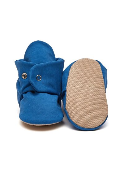 First Step Organik Pamuk Kaydırmaz Taban Çıtçıtlı Indigo Panduf