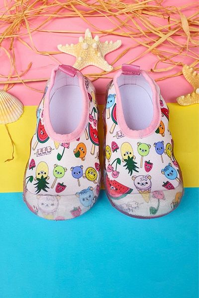 First Step Pantofi de mare pentru fete cu talpă anti-alunecare cu model ursuleț de pluș-F-7000
