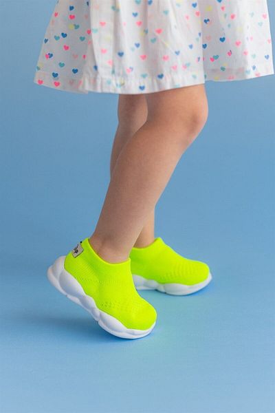 First Step Branț din spumă cu memorie ultra ușoară Tricotaj pentru copii Pantofi sport Neon Green-m-1002