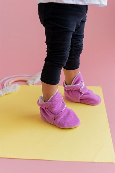 First Step Dusty Rose Slippers with Non-Slip Base, Cotton Lining and Snap Fasteners
