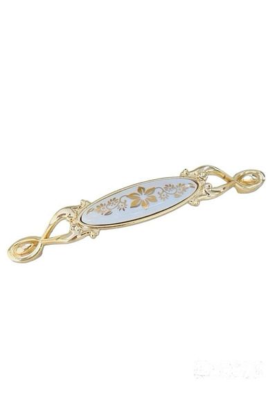 Porcellana Perla Mâner de mobilier din metal porțelan -Kulb -Mâner de mobilier pentru sertar dulap de bucătărie - Smarald 128mm- STK3090