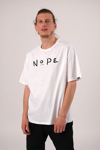 Pasage Λευκό μπλουζάκι Oversize Nope Printed