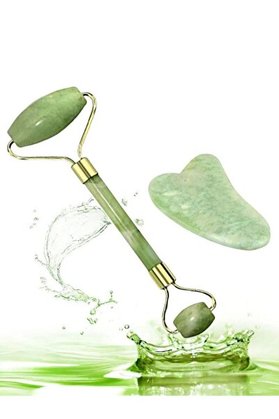 MEKs Orijinal Yeşim Taşı Çift Taraflı Jade Roller & Gua Sha Yüz Ve Vücut Yenileme Ve Masaj Seti