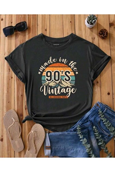 BETİLİNA Füme 90's Baskılı Oversize T-shirt