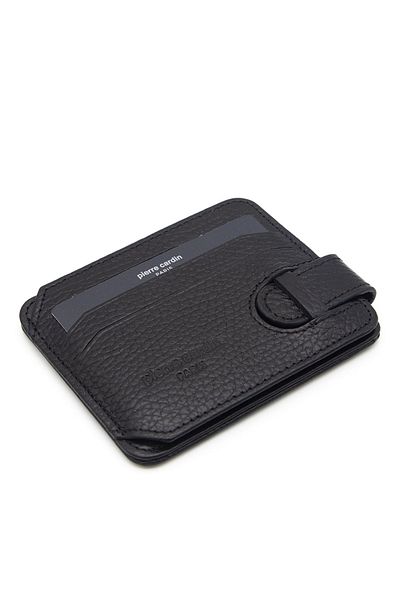 Pierre Cardin Black Unisex Floater Leather Card Holder - 0510a41