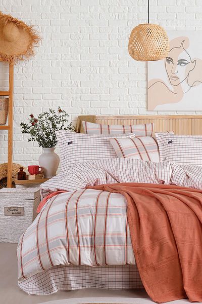 İyi Geceler İstanbul Blue Marine Double Pique Set - with Duvet Cover