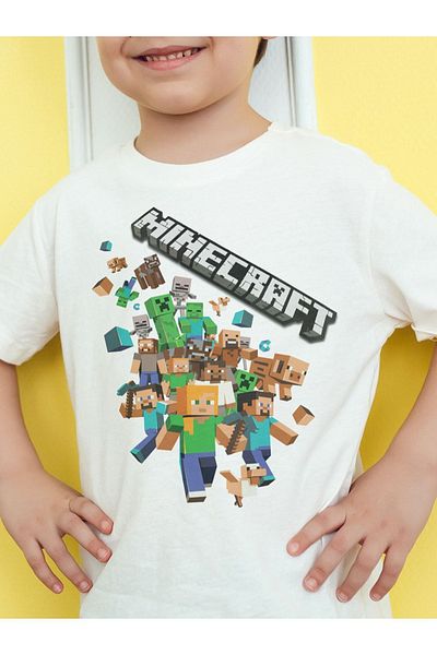 MINECRAFT تي شيرت للأطفال ذو شخصيات مختلطة