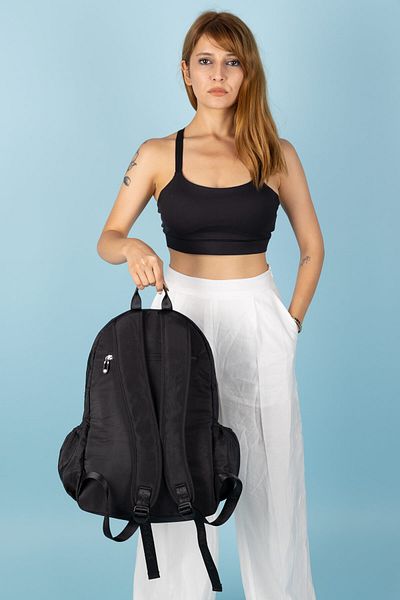 Getcho Brena Women's Black Large Size Backpack - Multi-Compartment and Zippered Main Compartments