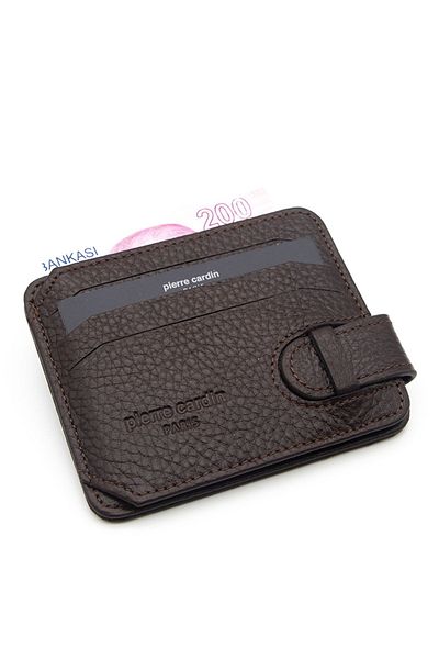 Pierre Cardin Unisex Leather Floater Coffee Card Holder - 0510a42