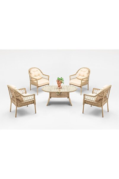 SMILE LAND FURNITURE Zen Çay Seti Bahçe Ve Balkon Mobilyası Takımı (1 1 1 1 M...