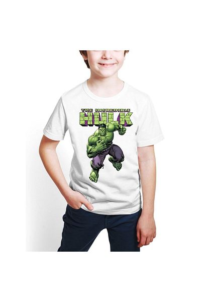 HediyeCenter Παιδικό λευκό μπλουζάκι Hulk Digital Printed M-01