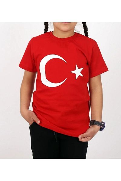 Esterella unisex children's Turkish flag t-shirt / Turkish flag t-shirt / crescent and star t-shirt