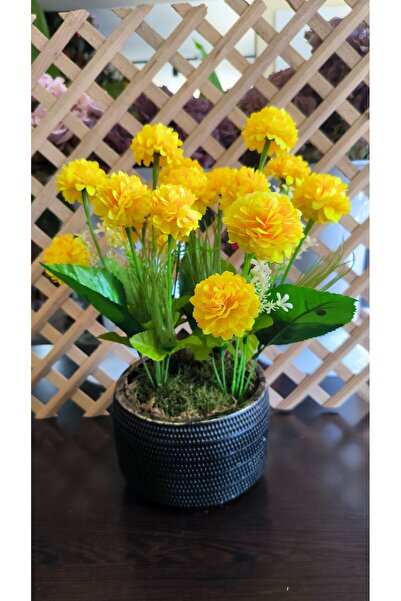 RUZGARCİCEK زهور صناعية من الرياح 18 رأسًا من قرنفل ساري في وعاء خرساني