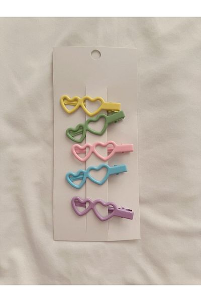 Planet Butik Set of 5 Colorful Hearts Side Buckles