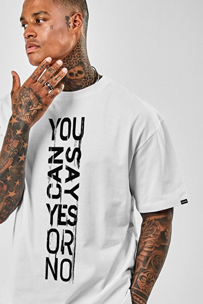 Pasage Azurco Oversize Yes or No εμπριμέ λευκό μπλουζάκι