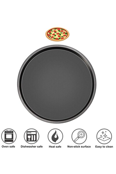COOK-LAB 32-34-36 cm Set of 3 Enamel Round Pizza Oven Tray