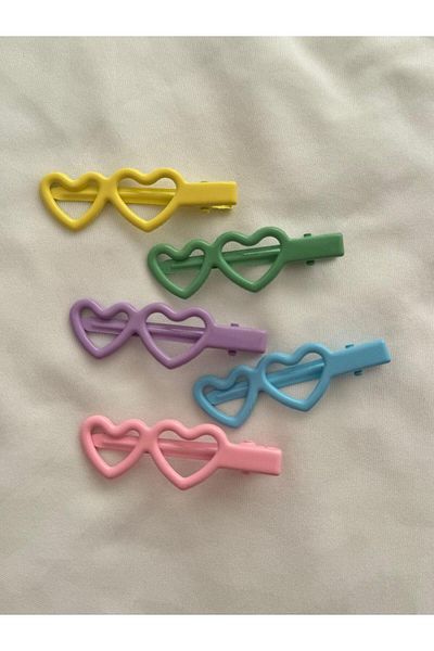 Planet Butik Set of 5 Colorful Hearts Side Buckles