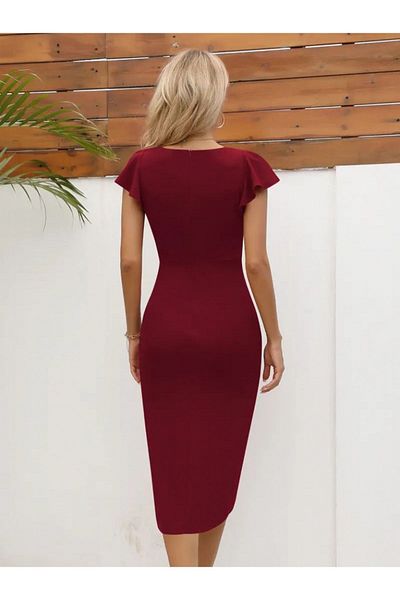 Viyamo Noul sezon pentru femei - Rochie midi elegantă cu guler inimă, țesătură creponată importată