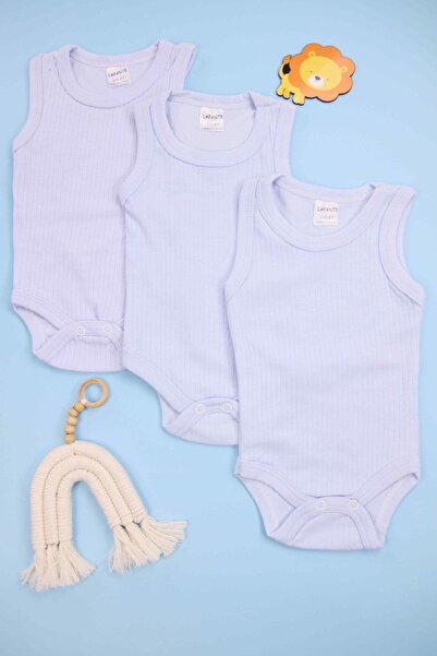 Lapies Fitilli Mavi 3'lü Bebek Çıtçıtlı Body/zıbın