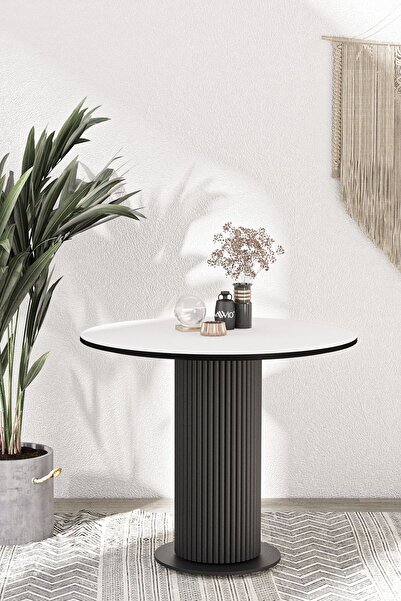 AVVİO Rio 90x90 Bohem Lake Mdf Ayak Yuvarlak Mutfak Masası Takımı Yemek Masası Takımı