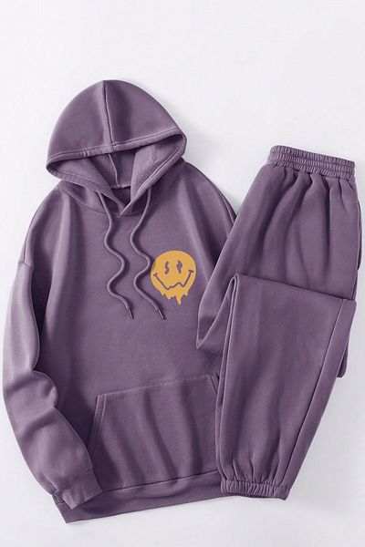 MODAGEN Purple Hooded Unisex Oversize Tracksuit Set - Back Printed