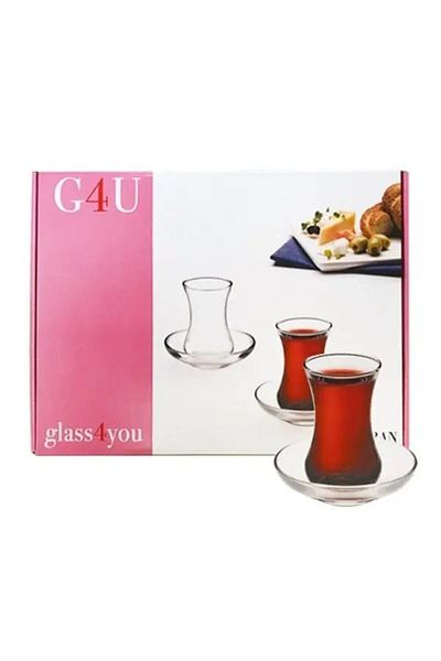 Paşabahçe Bottle Glass G4u Souvenir Tea Set 12 Pieces Set of 6
