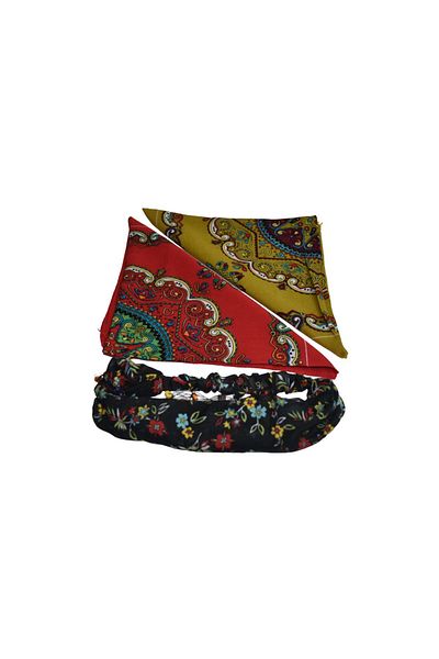YELPAZE DÜNYASI Σετ Bandana με 3 Floral μοτίβα και έθνικ μοτίβα