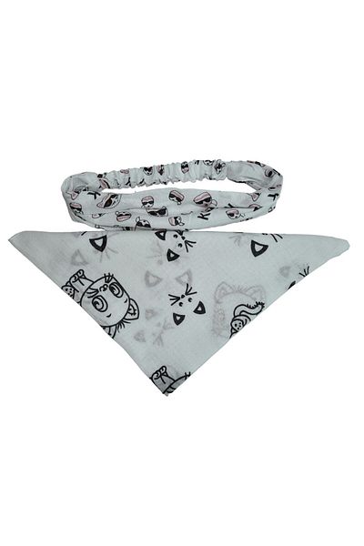 YELPAZE DÜNYASI Cat Patterned Square and Elastic Parachute Bandana Set of 2
