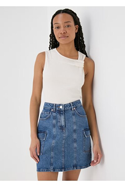 Kübra Tekstil بلوزة بدون أكمام مع تفاصيل الكتف - جسم أوف وايت