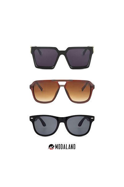 ModaLand Unisex Women's Sunglasses - 3-Piece Deal Set, Yenis Set1