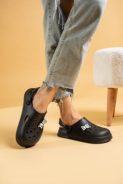 Ege's Shoes صندل نسائي أسود من إيفا سي بيتش كوك دكتور ممرضة مستشفى مريح