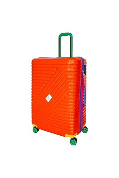 Vayomy Colors Pp Line Büyük Boy Turuncu Valiz Kırılmaz 2 Yıl Garantili